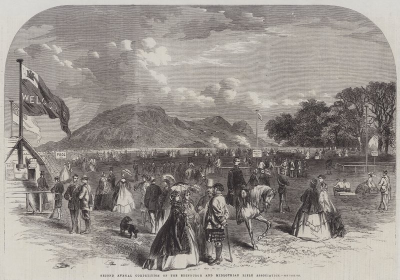Andra årliga tävlingen av Edinburgh and Midlothian Rifle Association (gravyr) av English School