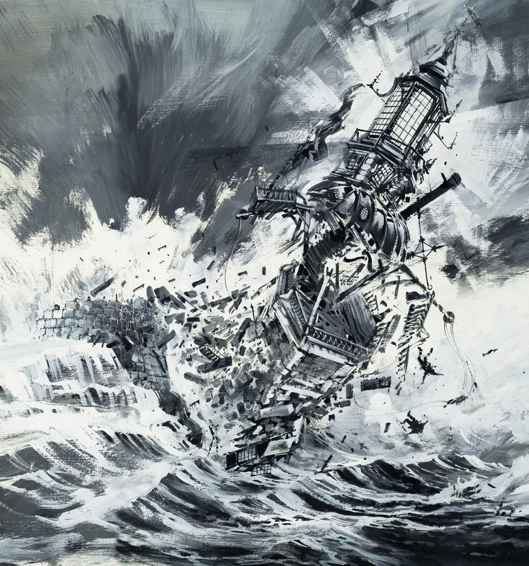 Sentinels of the Ocean (förstörelse av Pharos fyr) av English School