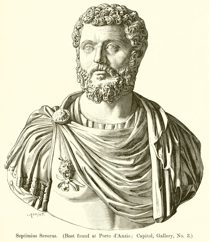 Septimius Severus. (Byst hittad på Porto dAnzio; Capitol, Gallery, nr 3) av English School