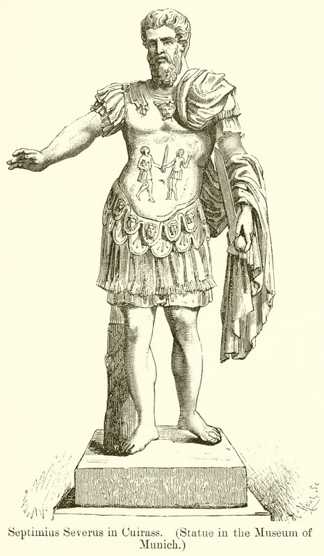 Septimius Severus i Cuirass. (Staty i Münchens museum) av English School