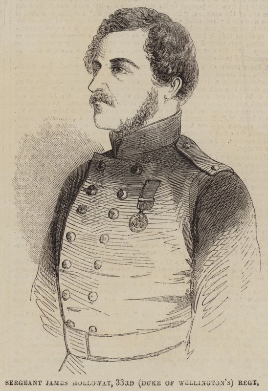 Sergeant James Holloway, 33:e (hertigen av Wellingtons) regemente (gravyr) av English School