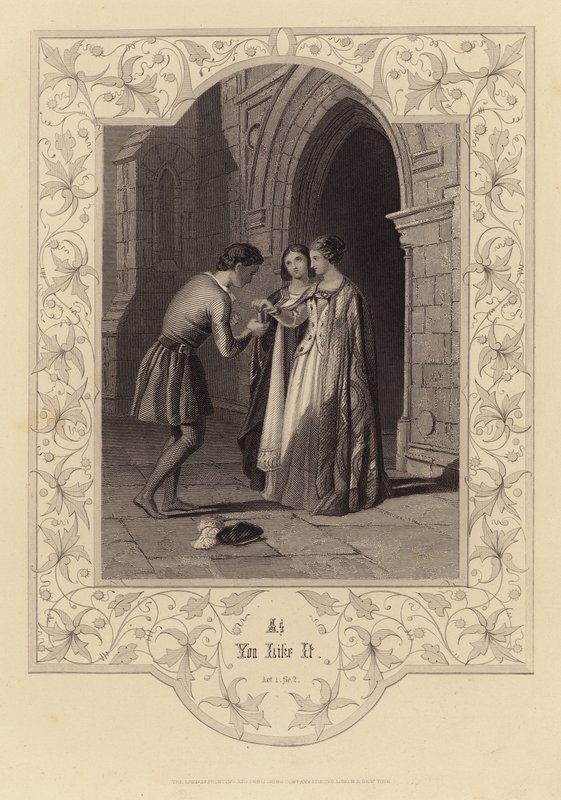 Shakespeare: Som ni vill ha det, akt 1, scen 2 (gravyr) av English School