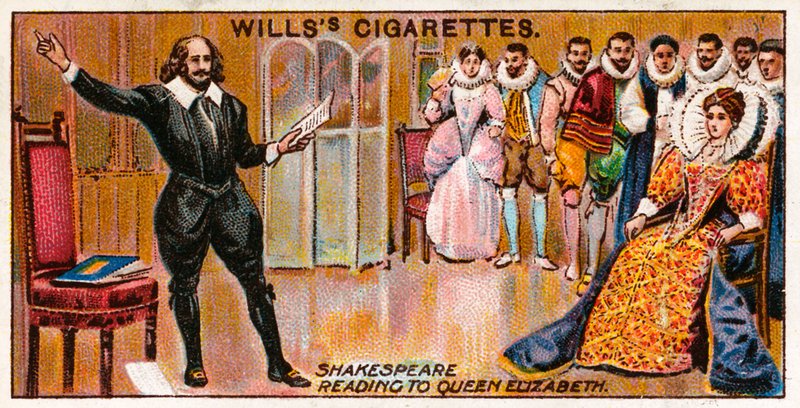 Shakespeare läser för drottning Elizabeth av English School