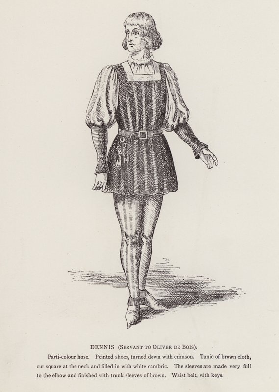 Shakespeares As You Like It: Dennis, Servant to Oliver De Bois (litho) av English School