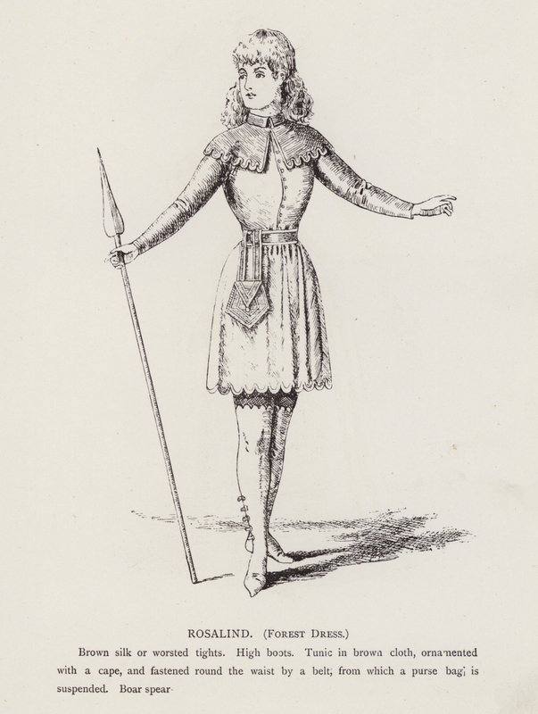 Shakespeares As You Like It: Rosalind, Forest Dress (litho) av English School