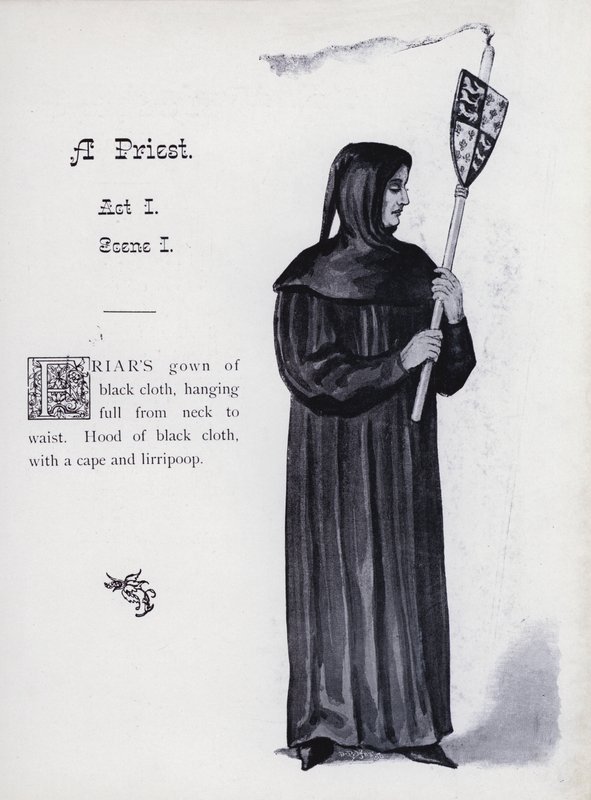 Shakespeares kung Richard III: A Priest, Akt I, Scene I (litho) av English School