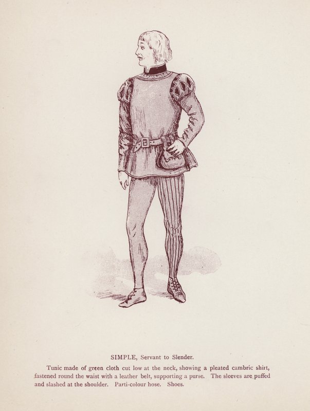Shakespeares The Merry Wives of Windsor: Simple, Servant to Slender (litho) av English School
