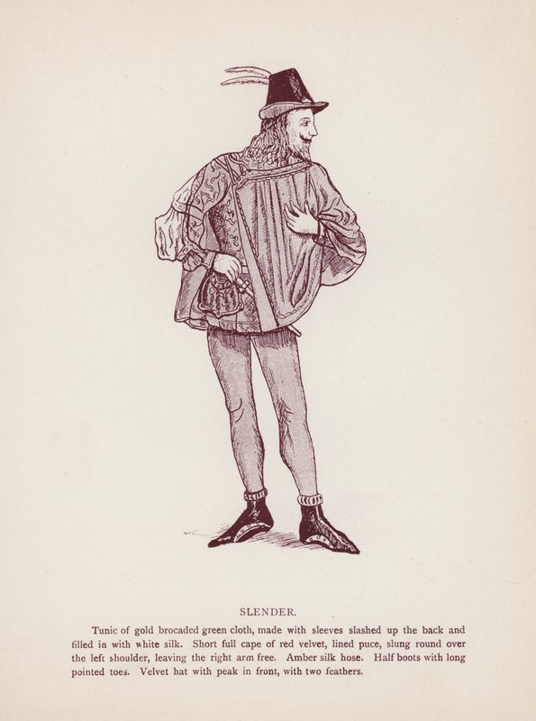Shakespeares The Merry Wives of Windsor: Slender (litho) av English School