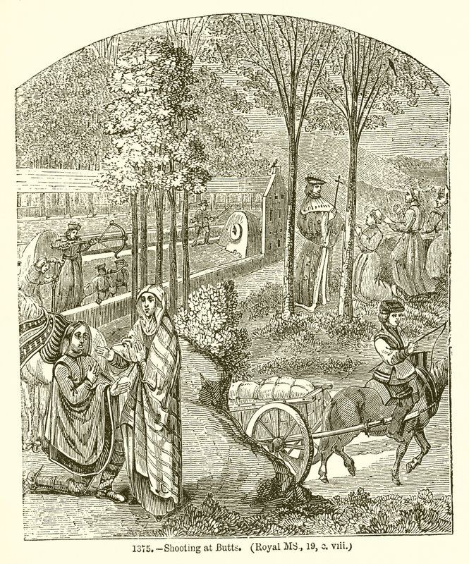 Skjuta på rumpor. (Royal MS, 19, o. Viii) av English School