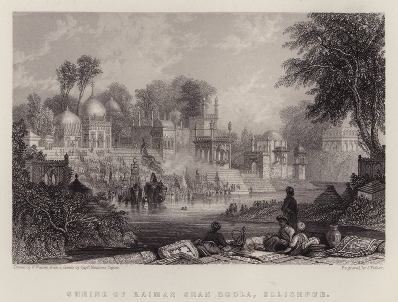 Shrine of Raiman Shah Doola, Ellichpur (färg litho) av English School