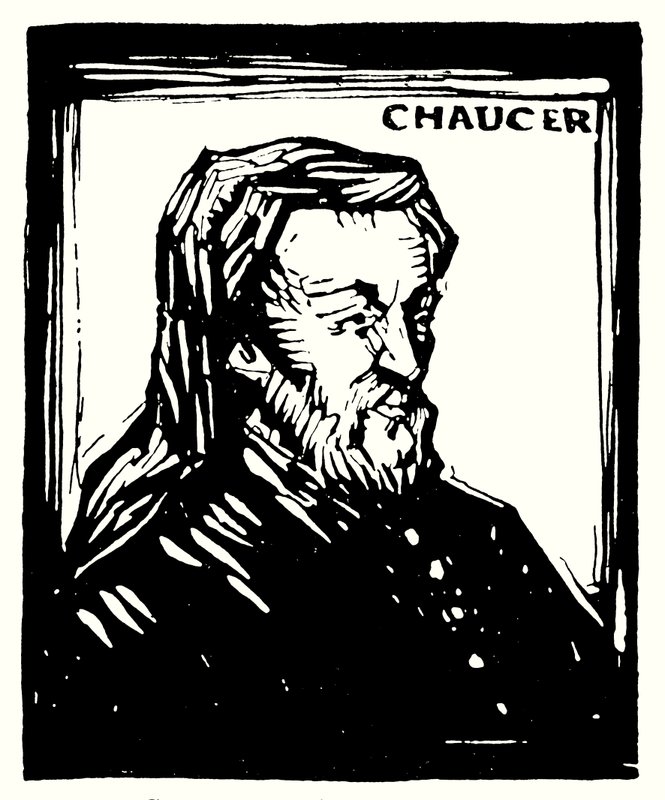 Siluettporträtt, Geoffrey Chaucer (litografi) av English School