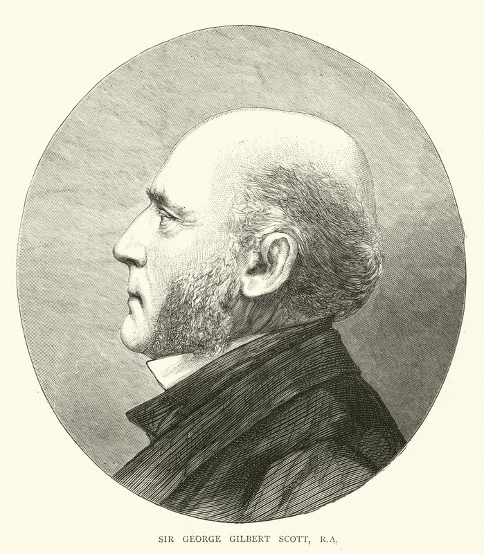 Sir George Gilbert Scott, RA (gravyr) av English School