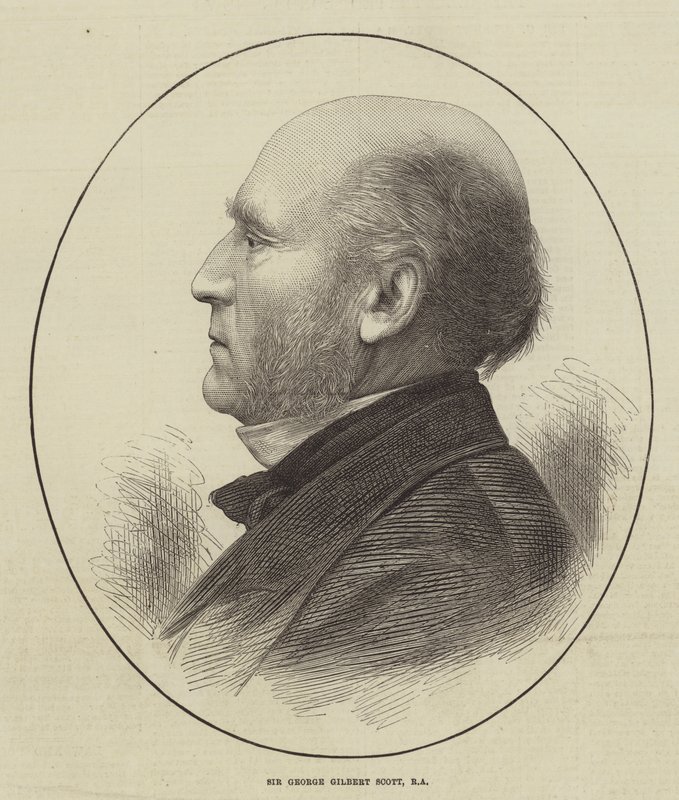 Sir George Gilbert Scott, RA (gravyr) av English School