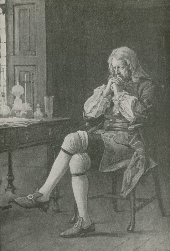 Sir Isaac Newton sitter och drömmer av English School