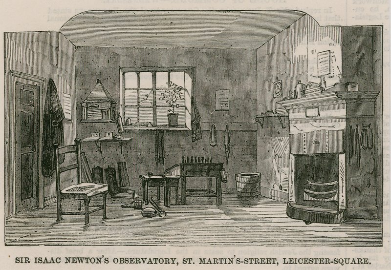 Sir Isaac Newtons observatorium, St Martins Street, Leicester Square London av English School