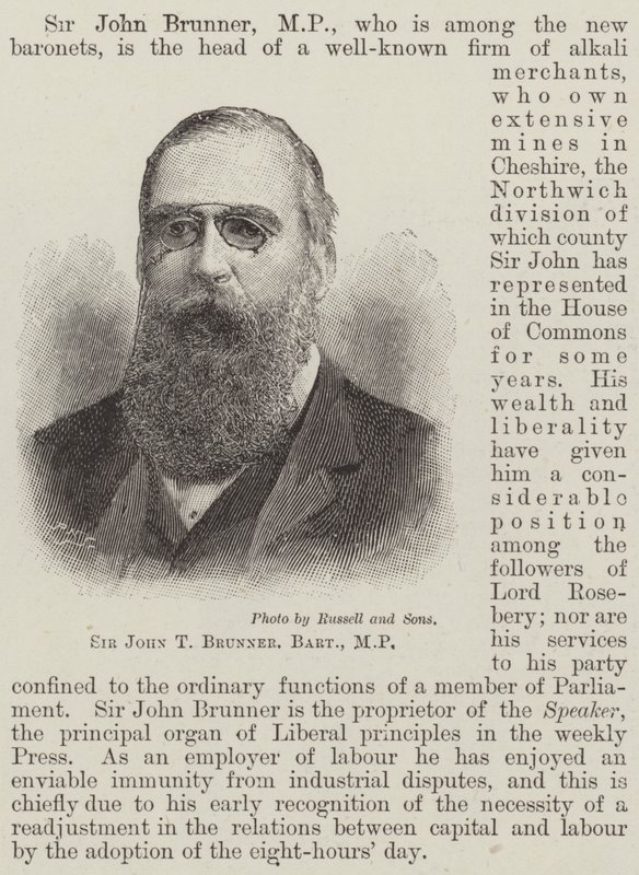 Sir John T Brunner, Baronet, MP (gravyr) av English School