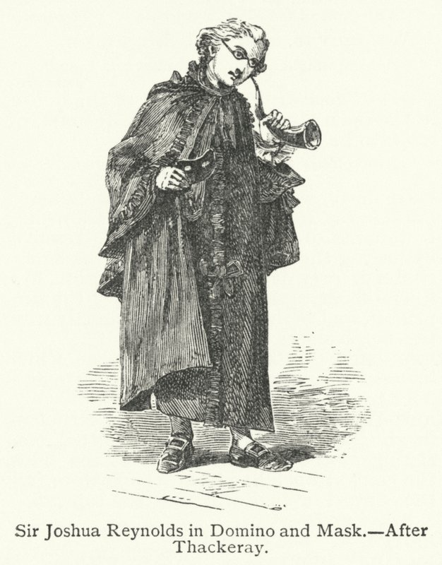 Sir Joshua Reynolds i Domino och mask (gravyr) av English School