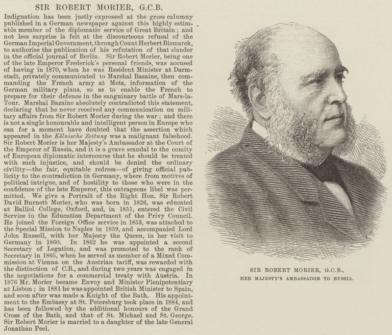 Sir Robert Morier, GCB, Hennes Majestäts ambassadör i Ryssland (gravyr) av English School