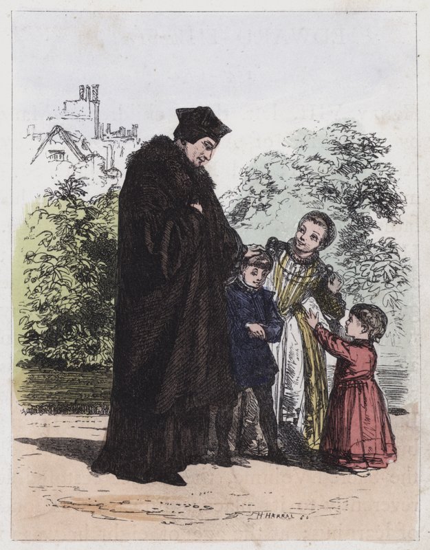 Sir Thomas More and his Children (färgad gravyr) av English School