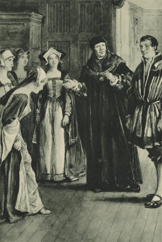 Sir Thomas More tar hem Holbein (litho) av English School
