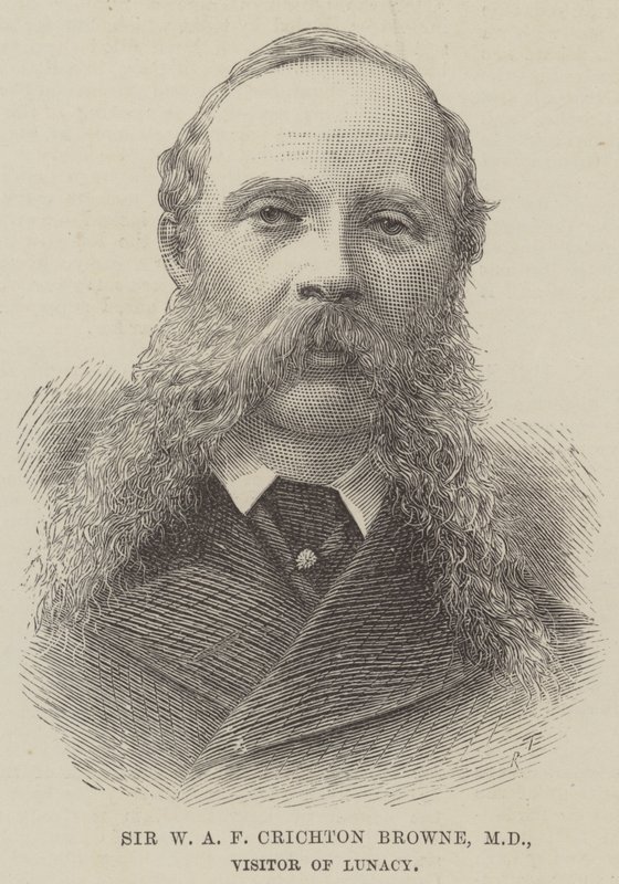 Sir W A F Crichton Browne, MD, Visitor of Lunacy (gravyr) av English School