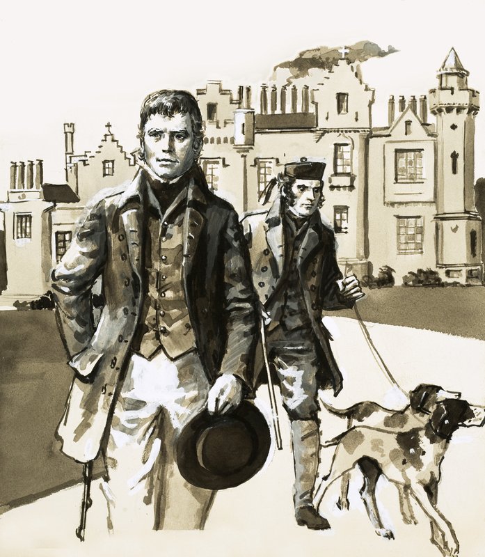 Sir Walter Scott promenerar med Tom Purdie av English School