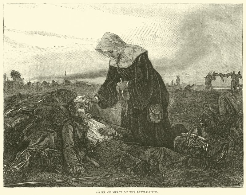 Barmhärtighetens syster på slagfältet, september 1870 av English School