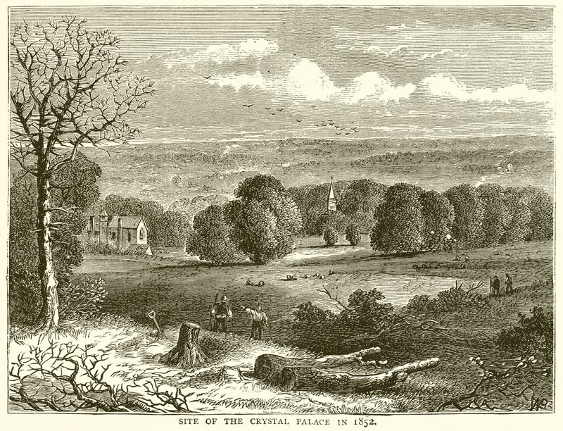 Platsen för Crystal Palace 1852 av English School