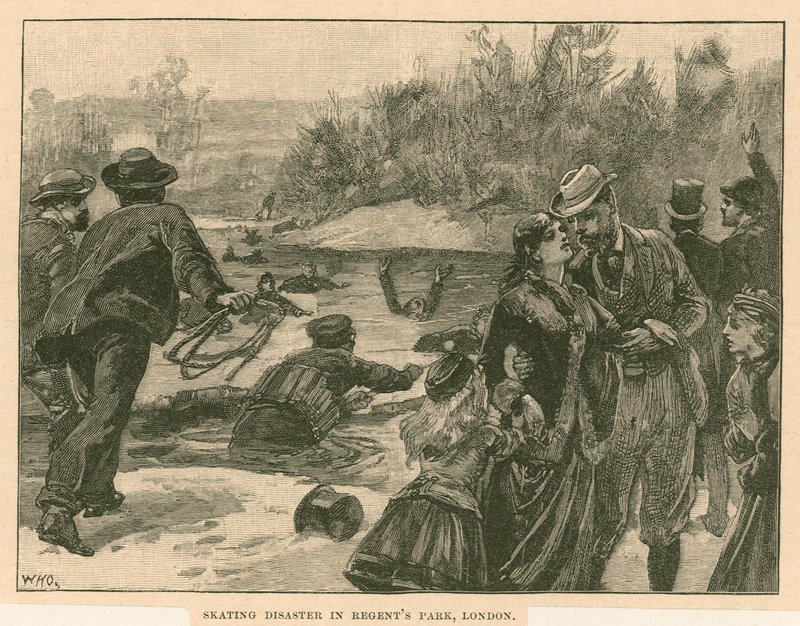 Skridskokatastrof i Regents Park, London, 1867 av English School