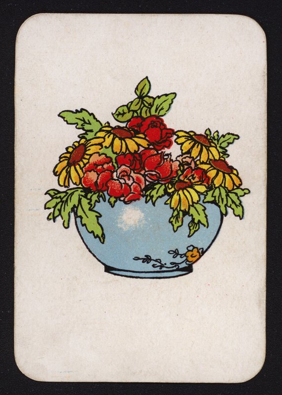 Snap-spelkort: Skål med blommor (färg litho) av English School