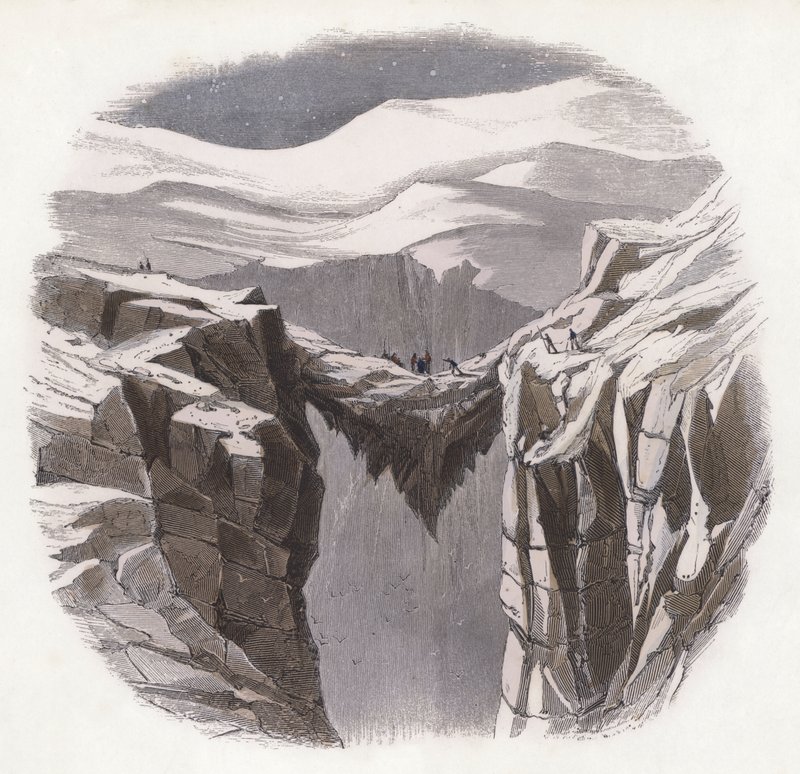 Snöbroar (färgad gravyr) av English School