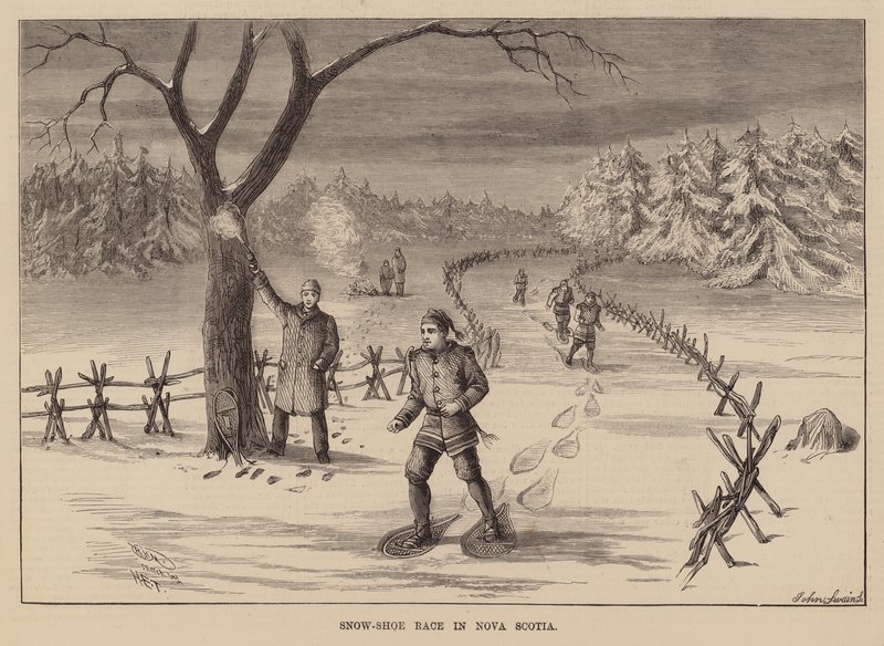 Snöskotävling i Nova Scotia (gravyr) av English School