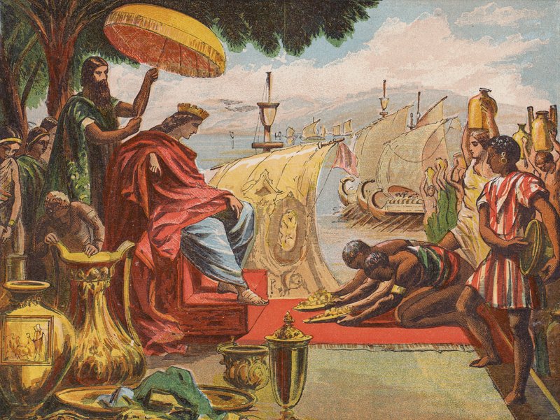 Salomo i sin prakt (färglitografi) av English School