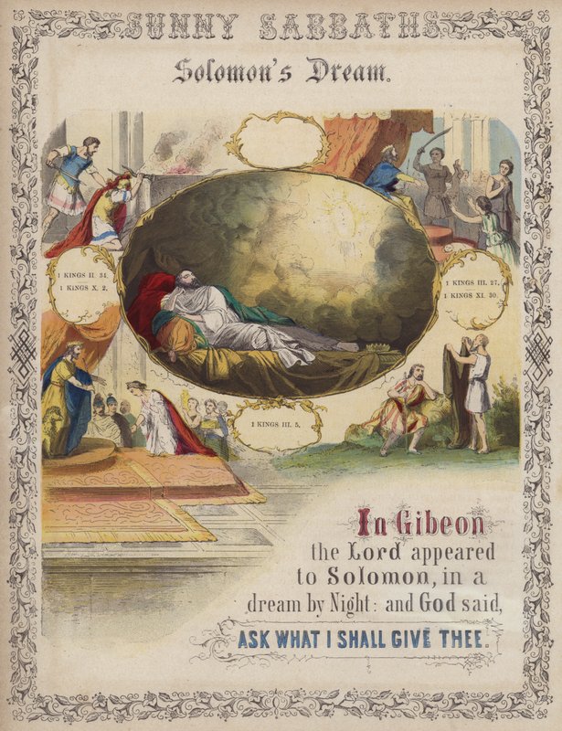 Salomos dröm (färgad gravyr) av English School