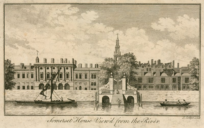Somerset House, The Strand, London, sett från Themsen av English School