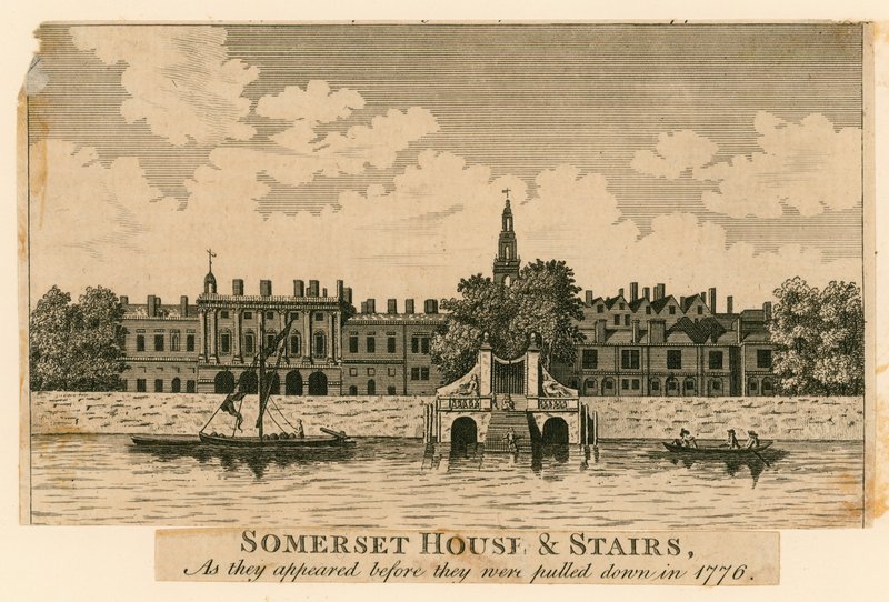 Somerset House och trappor som de såg ut innan de drogs ner 1776 av English School