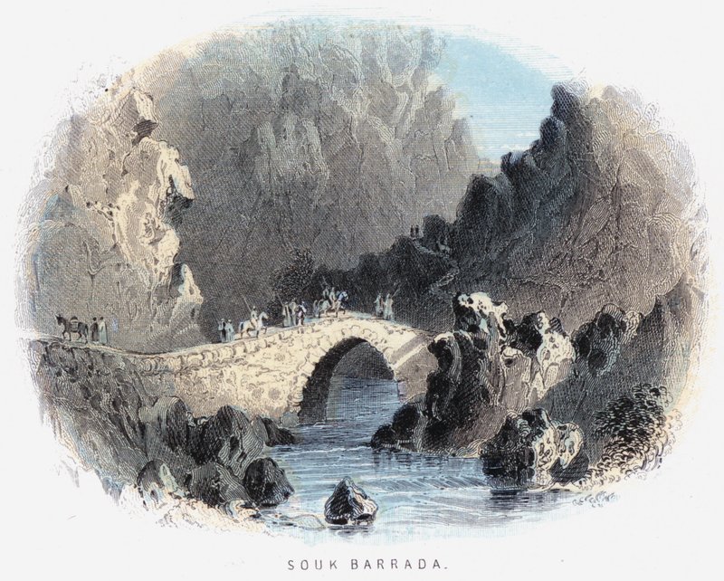Souk Barrada (färgad gravyr) av English School