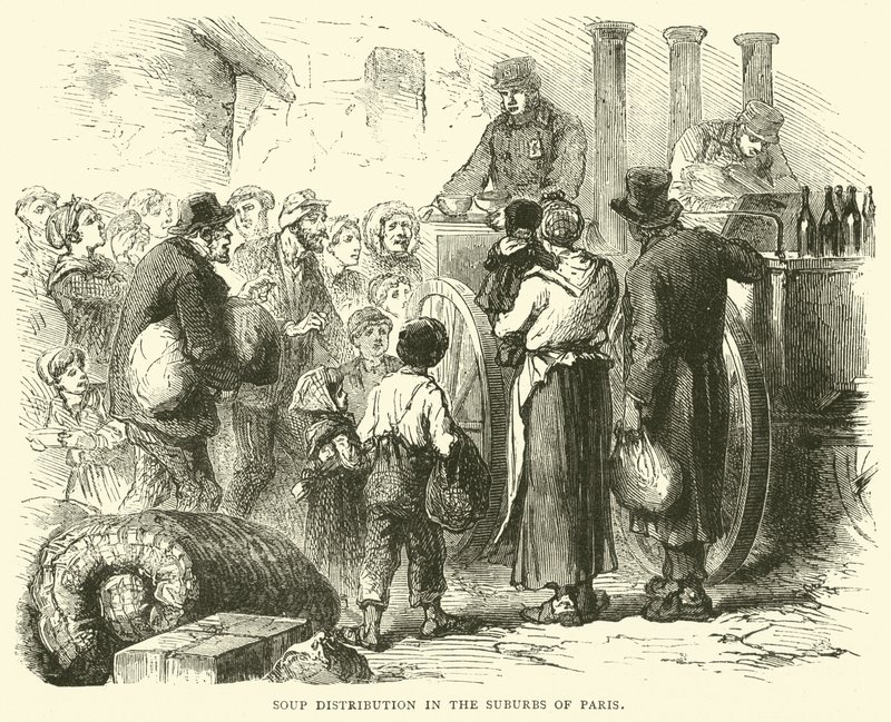 Soppadistribution i Paris förorter, december 1870 av English School