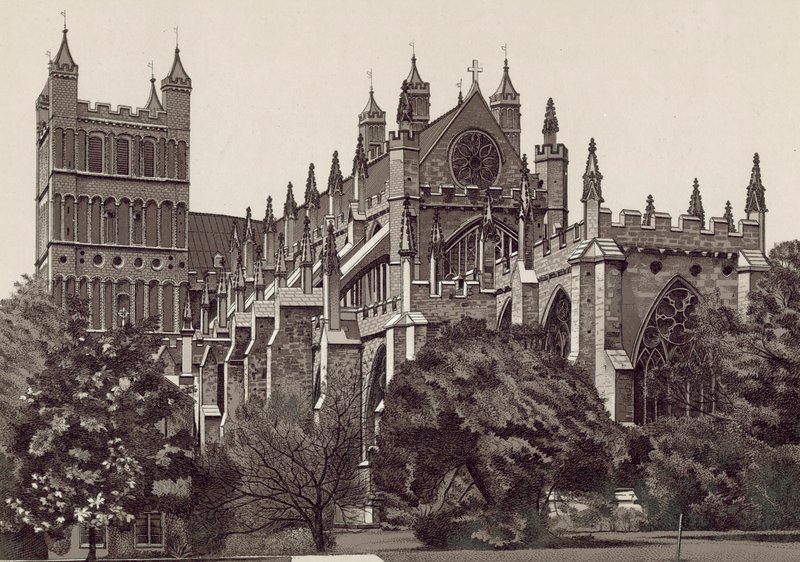 Sydost, Exeter Cathedral (litografi) av English School