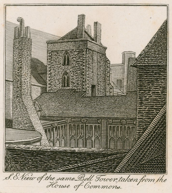 Sydostvy av klocktornet, St Stephens Chapel, taget från underhuset av English School