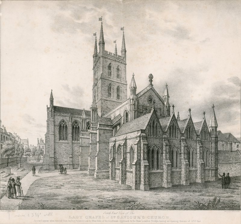Sydostvy över Lady Chapel, St Saviours Church, Southwark av English School