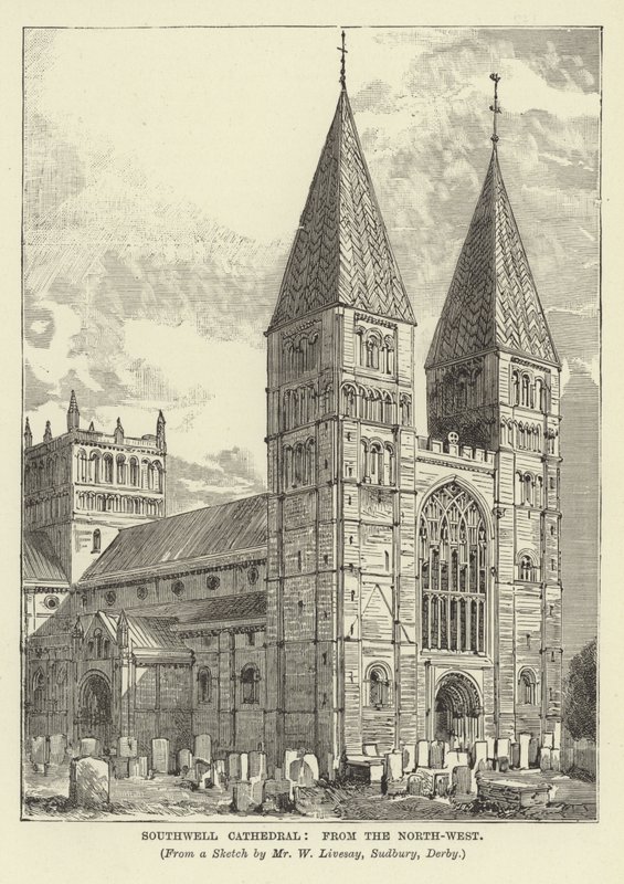 Southwell Cathedral, från nordväst av English School