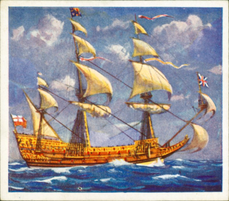 "Sovereign of the Seas" (färglitografi) av English School