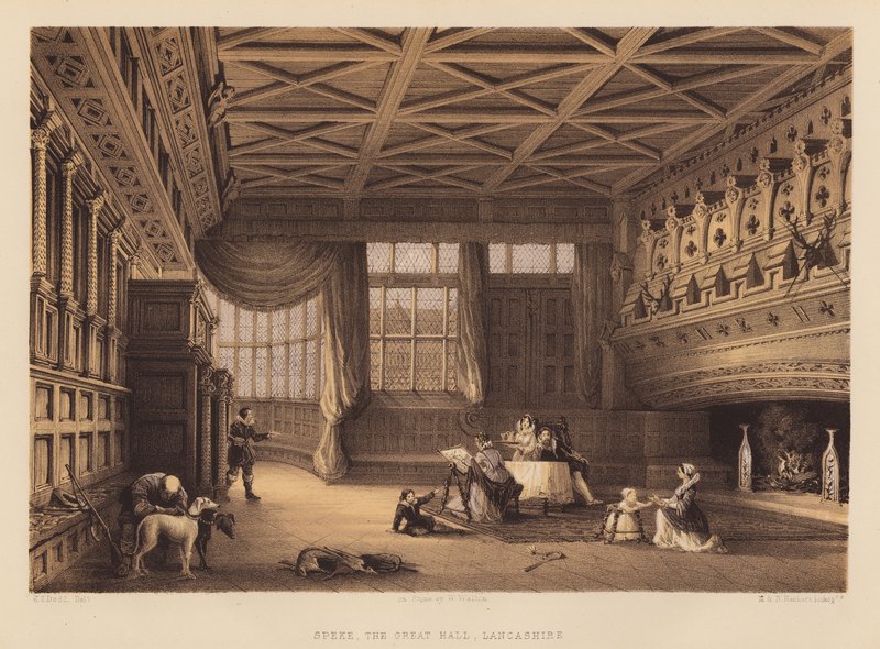 Speke, the Great Hall, Lancashire (akvatint) av English School