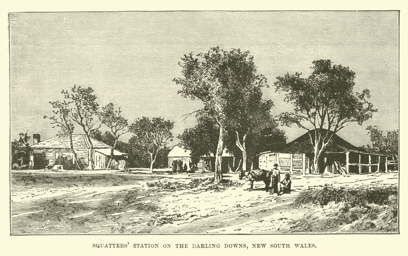 Squatters station på Darling Downs, New South Wales av English School