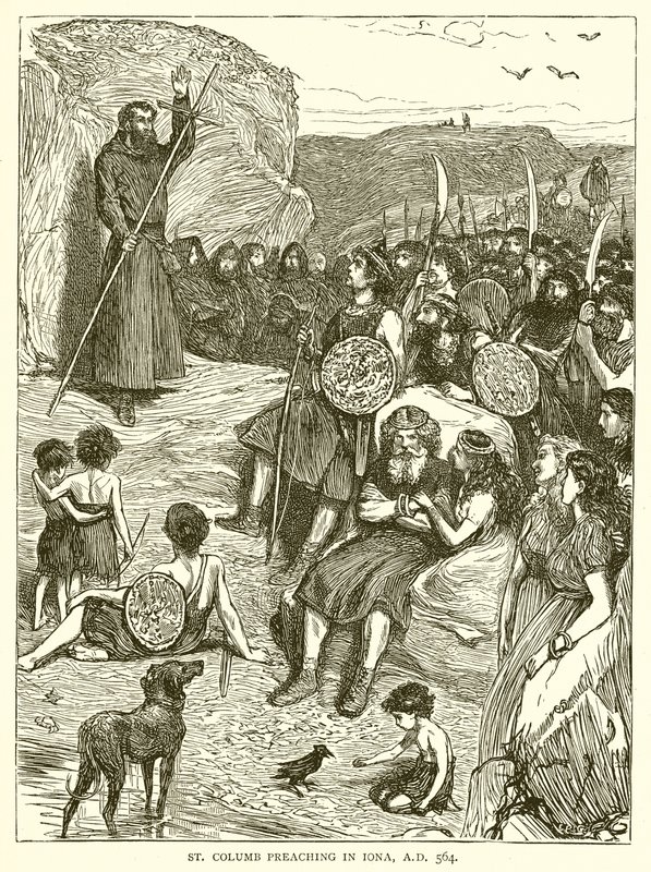 St. Columb predikar i Iona, 564 e.Kr av English School