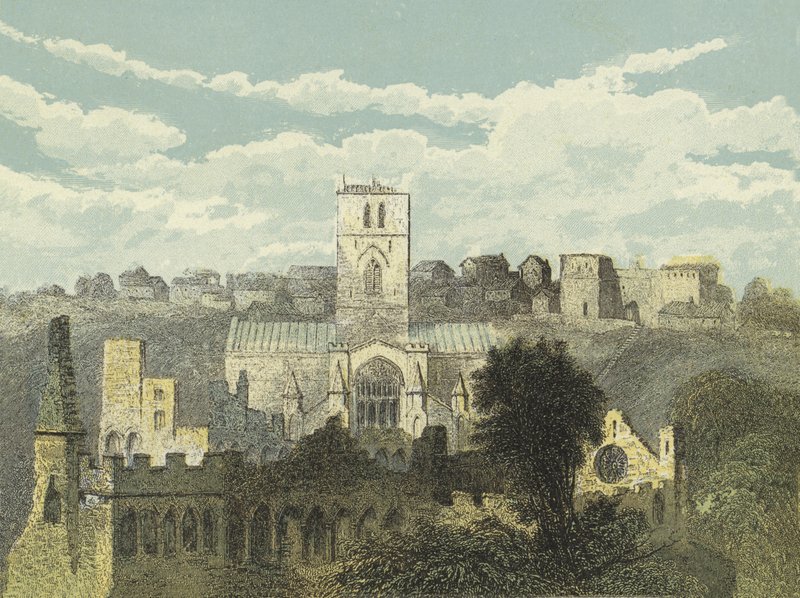 St Davids katedral, utsikt från det antika biskopspalatset av English School