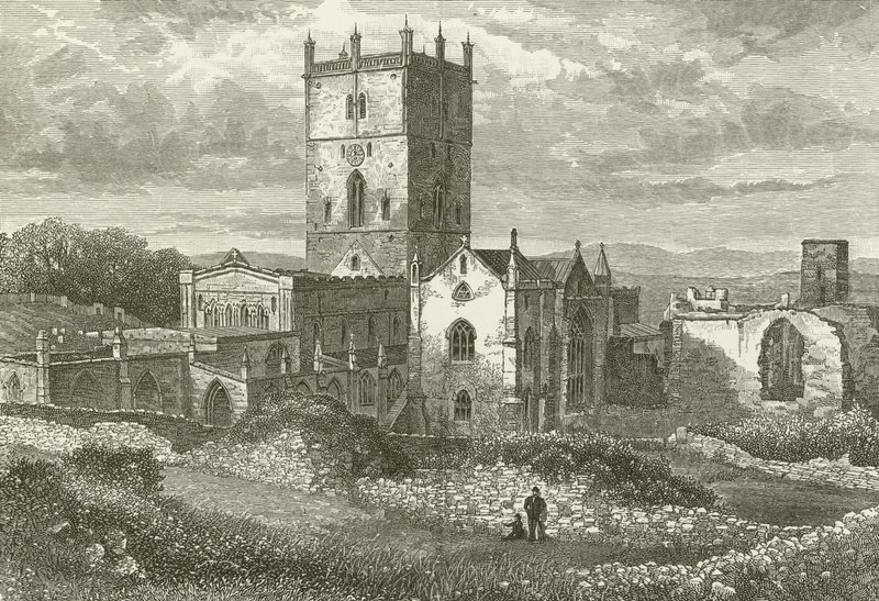 St Davids Cathedral och college, från nordost av English School