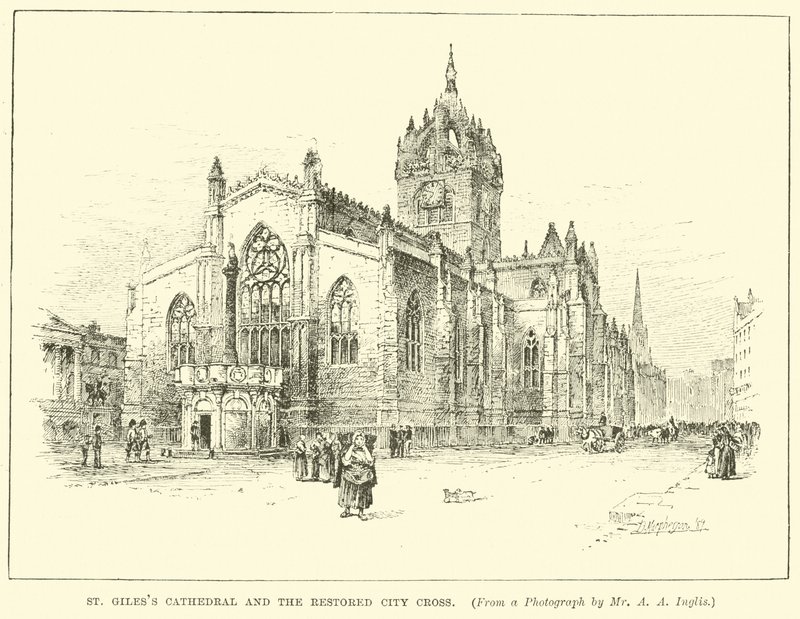 St Giles Cathedral och det restaurerade City Cross av English School