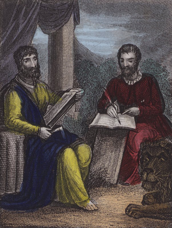 St Matthew, St Mark (färgad gravyr) av English School